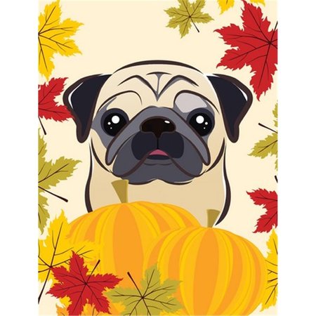 PATIOPLUS Fawn Pug Thanksgiving Canvas House Flag PA2557718